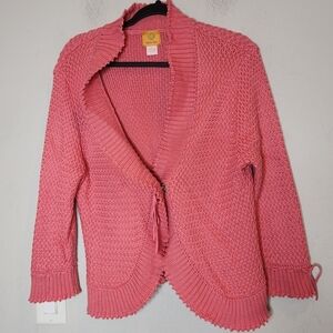 Ruby Rd. Pink Knit Curved Hem Cardigan Size XL (Runs Small?)